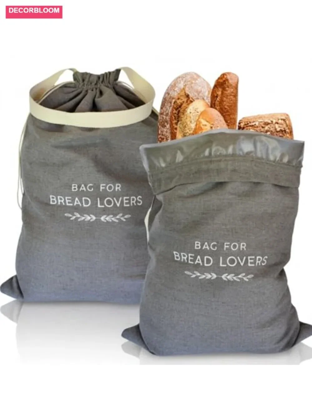 Linen Bread Storage Bags 2-Pack XXL Reusable Sourdough Bag with Drawstring TPU